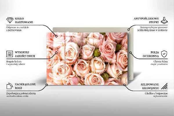 Protetor de fogão de vidro Buquê de rosas delicadas