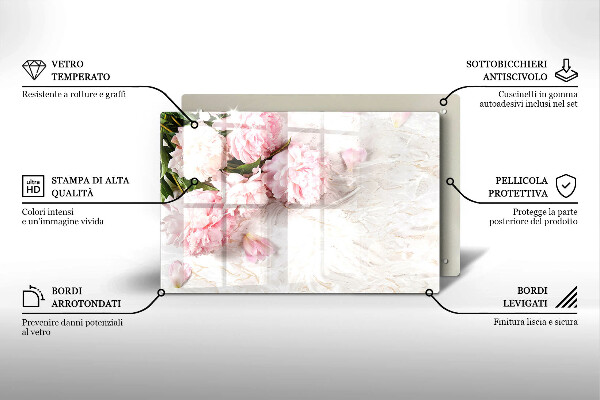 Protetor para fogão de vidro Flores delicadas de rosas