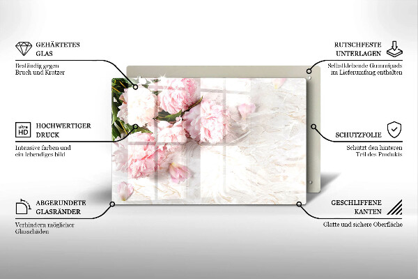 Protetor para fogão de vidro Flores delicadas de rosas