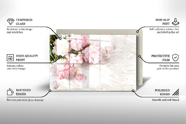 Protetor para fogão de vidro Flores delicadas de rosas