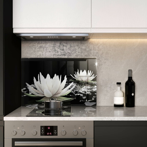 Protetor em vidro para fogão Lírios brancos na água