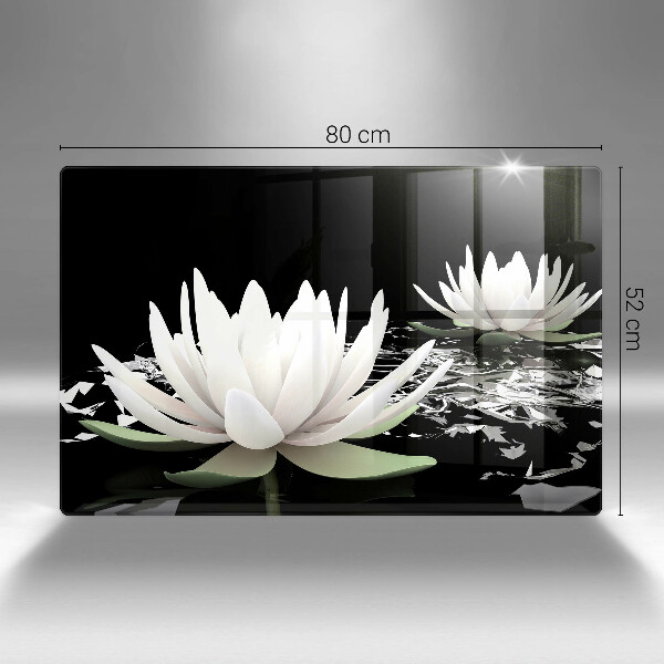 Protetor em vidro para fogão Lírios brancos na água