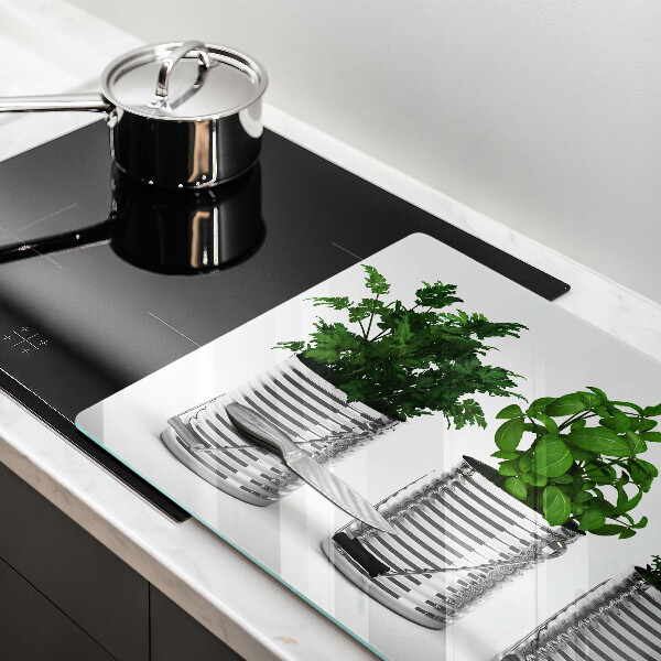 Cobertura placa vitrocerámica Vasos de ervas e plantas