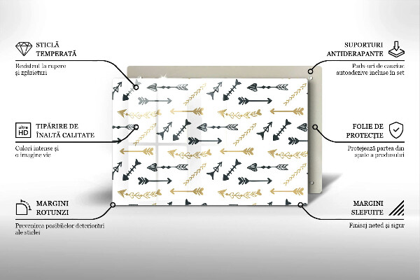 Protetor em vidro para fogão Padrão de flecha boho