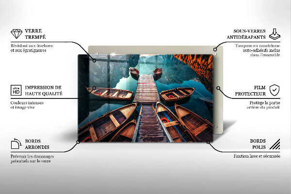 Protetor de fogão de vidro Barcos no lago