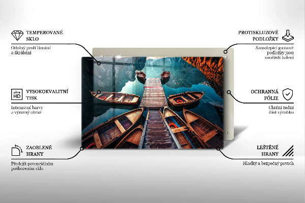 Protetor de fogão de vidro Barcos no lago