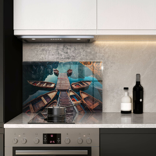 Protetor de fogão de vidro Barcos no lago