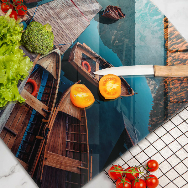 Protetor de fogão de vidro Barcos no lago