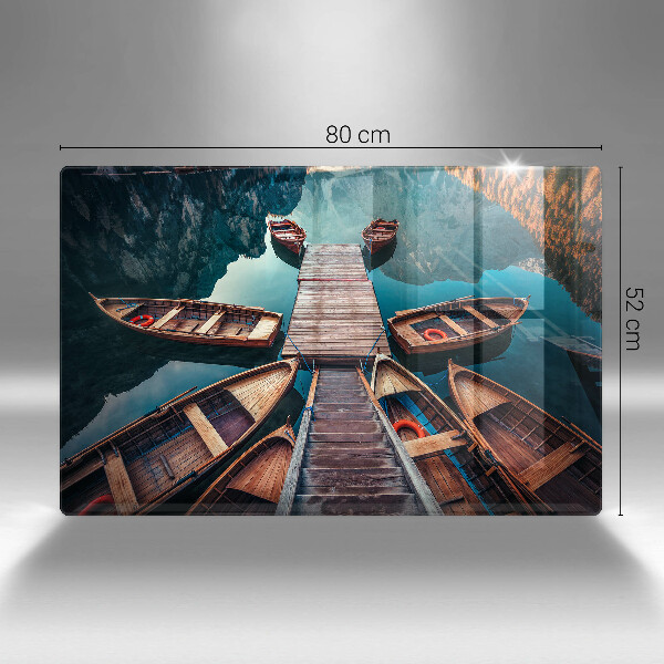 Protetor de fogão de vidro Barcos no lago