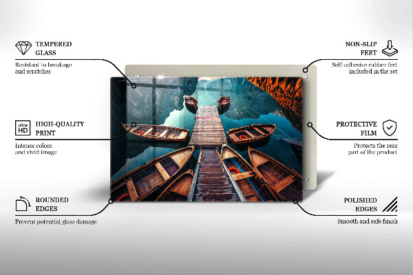 Protetor de fogão de vidro Barcos no lago