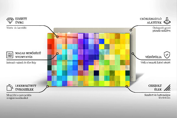 Protetor para fogão de vidro Quadrados de pixels coloridos