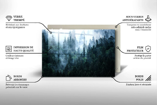 Cobertura placa vitrocerámica Árvores da floresta e neblina