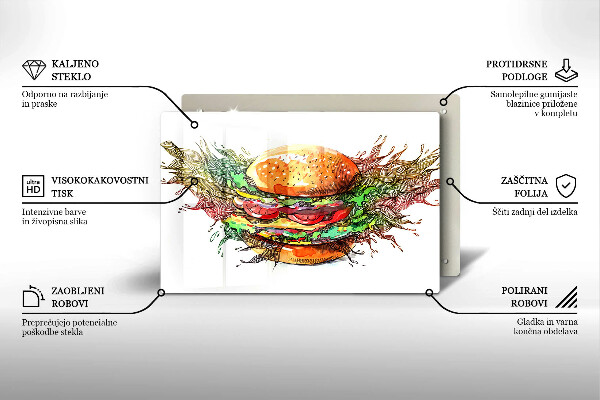 Protetor para fogão de vidro desenho de hambúrguer