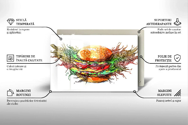 Protetor para fogão de vidro desenho de hambúrguer