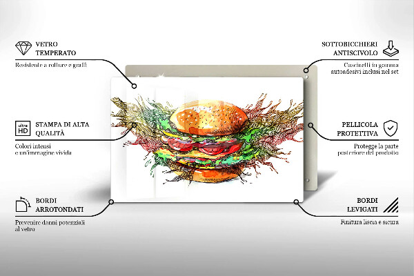 Protetor para fogão de vidro desenho de hambúrguer