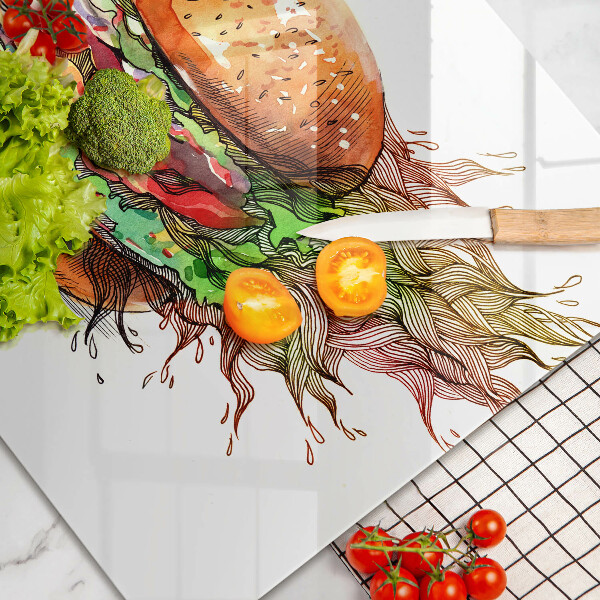 Protetor para fogão de vidro desenho de hambúrguer