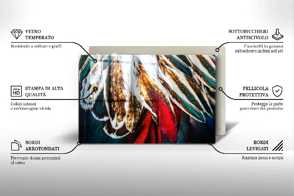 Protetor para fogão de vidro penas de pássaros boho