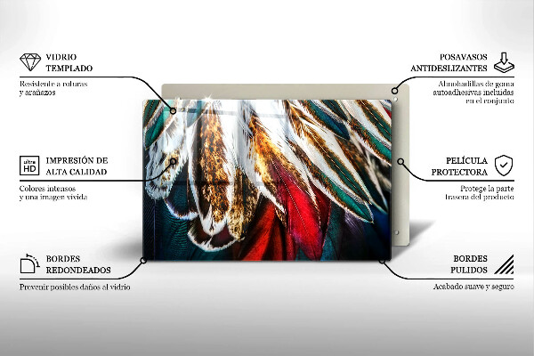 Protetor para fogão de vidro penas de pássaros boho