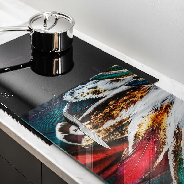 Protetor para fogão de vidro penas de pássaros boho