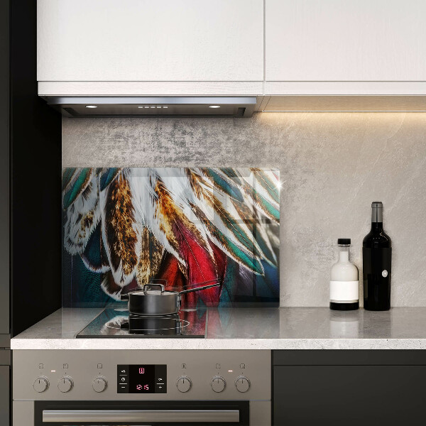 Protetor para fogão de vidro penas de pássaros boho