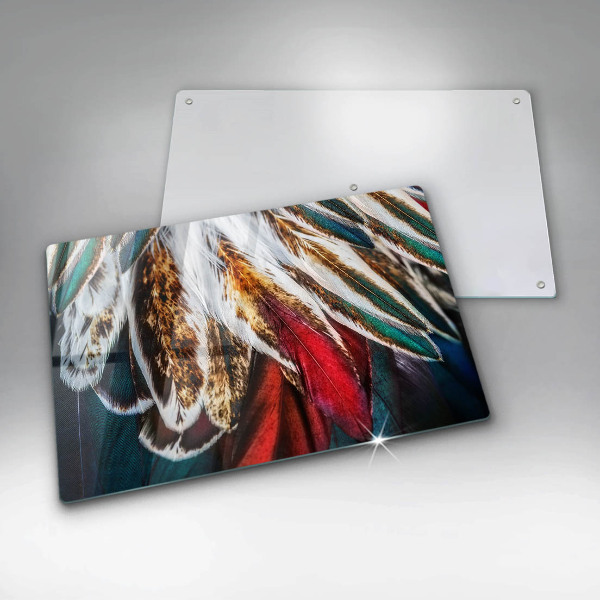 Protetor para fogão de vidro penas de pássaros boho