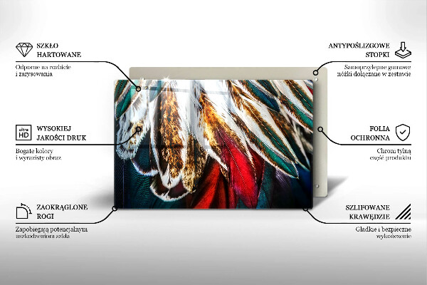 Protetor para fogão de vidro penas de pássaros boho