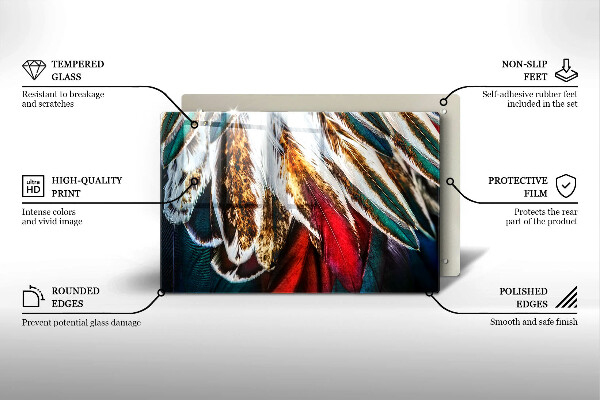 Protetor para fogão de vidro penas de pássaros boho