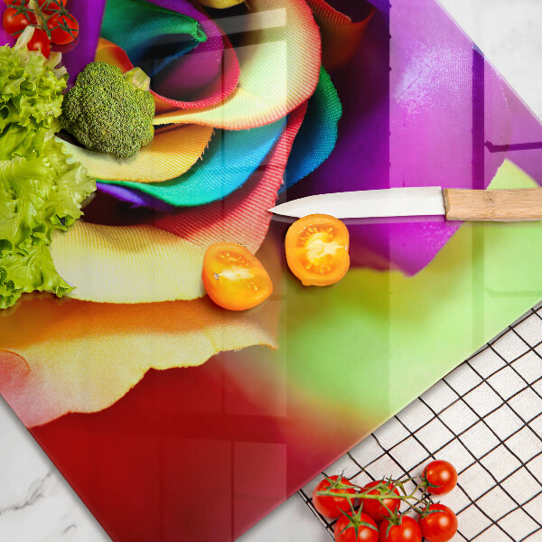 Protetor em vidro para fogão Pétalas de rosas coloridas