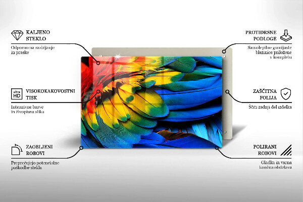 Protetor para fogão de vidro Penas coloridas de papagaio