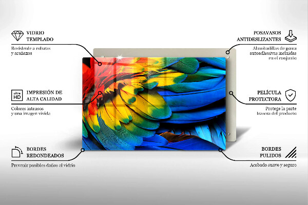 Protetor para fogão de vidro Penas coloridas de papagaio