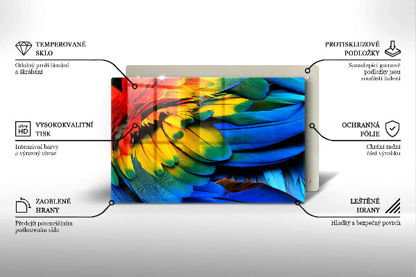 Protetor para fogão de vidro Penas coloridas de papagaio