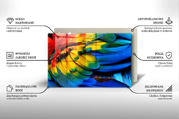 Protetor para fogão de vidro Penas coloridas de papagaio