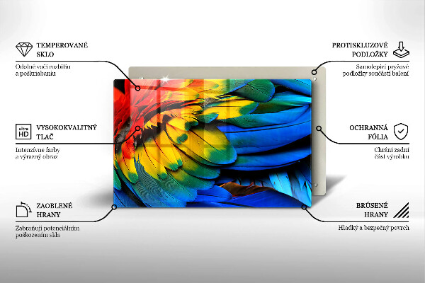 Protetor para fogão de vidro Penas coloridas de papagaio