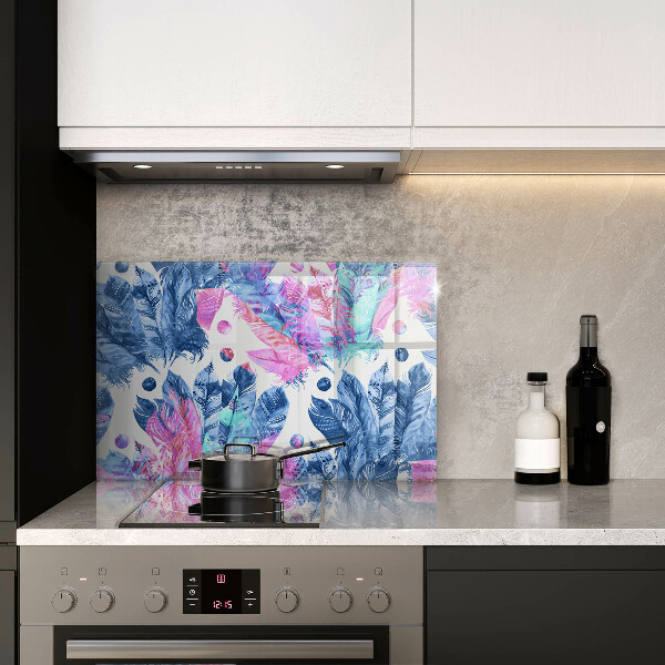 Protetor em vidro para fogão Ilustração de pena boho