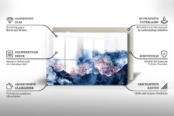 Protetor em vidro para fogão Montanhas pintadas abstratamente