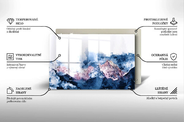 Protetor em vidro para fogão Montanhas pintadas abstratamente