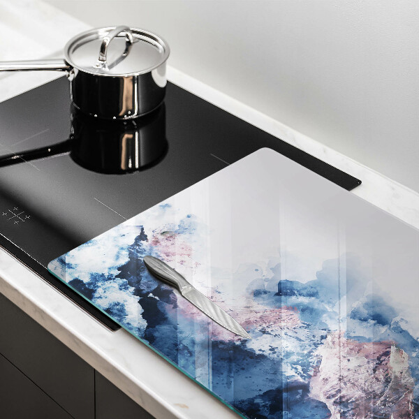 Protetor em vidro para fogão Montanhas pintadas abstratamente