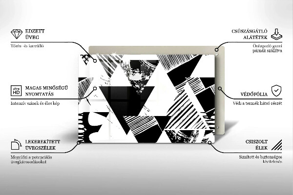 Protetor em vidro para fogão Triângulos geométricos