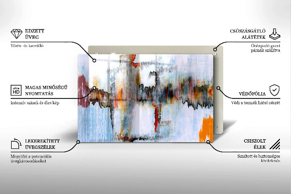 Protetor de fogão de vidro Tintas abstratas