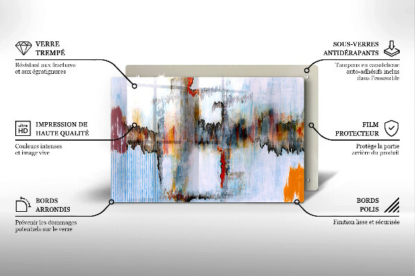 Protetor de fogão de vidro Tintas abstratas