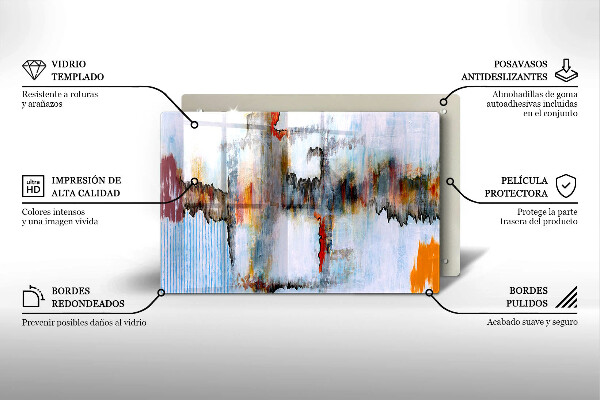 Protetor de fogão de vidro Tintas abstratas