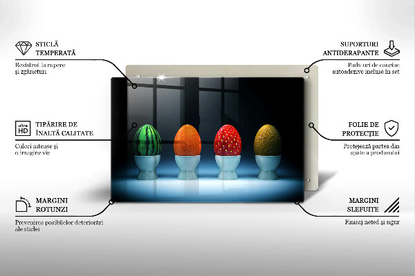 Protetor em vidro para fogão Ovos de frutas abstratas