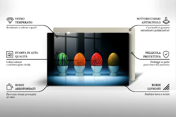 Protetor em vidro para fogão Ovos de frutas abstratas