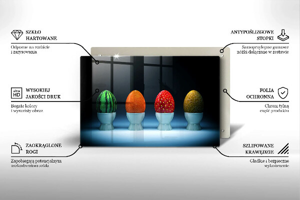 Protetor em vidro para fogão Ovos de frutas abstratas
