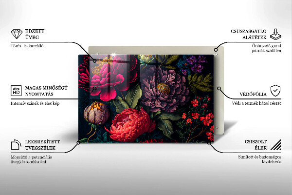 Protetor de fogão de vidro Lindas flores