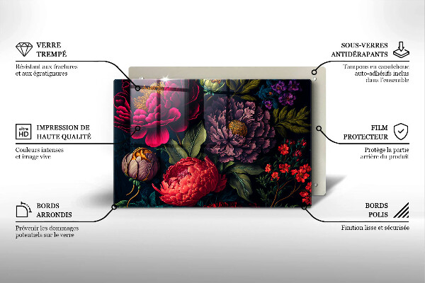 Protetor de fogão de vidro Lindas flores