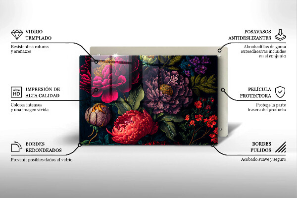 Protetor de fogão de vidro Lindas flores