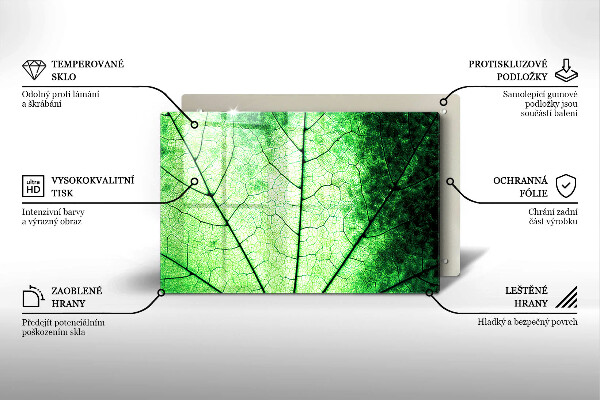 Protetor de fogão de vidro Nervuras decorativas das folhas