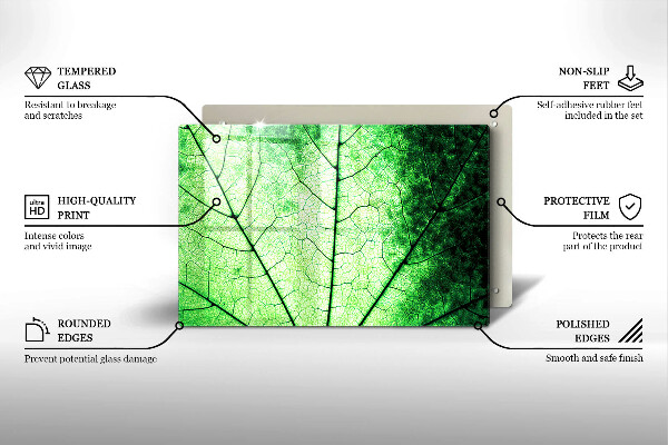 Protetor de fogão de vidro Nervuras decorativas das folhas