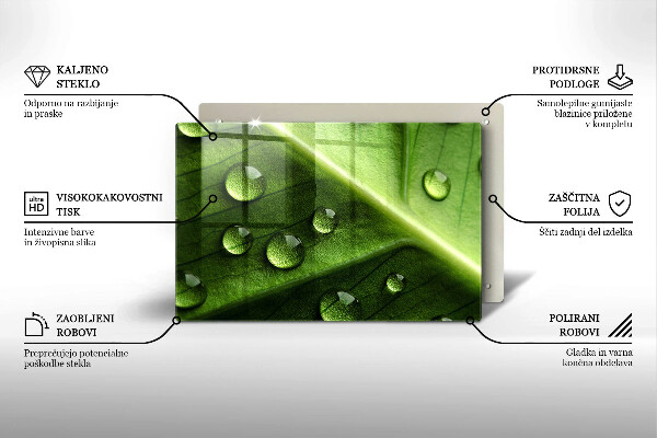 Protetor de fogão de vidro Orvalho e folha da natureza
